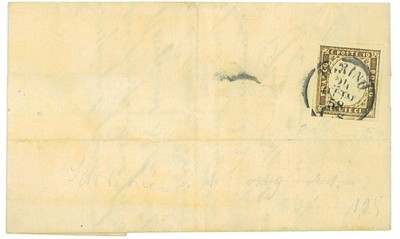 P5170 - SARDINIA, SASS. 14 ON LETTER, WITH TEXT, TURIN 24.10.1858