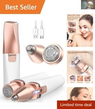 2-in-1 Rechargeable Eyebrow Trimmer  Facial Hair Remover - Painless  Portable