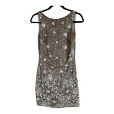 Anthropologie BHLDN Gold Sequin Star Mini Dress Womens 2 Formal Prom Verseau