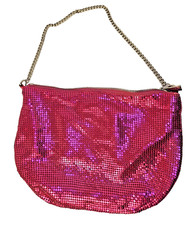 Aqua Pink Lamè Metallic Evening Purse Expose...
