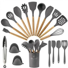 LeMuna Silicone Cooking Utensils Set, Kitchen Utensils for Cooking with Holde...
