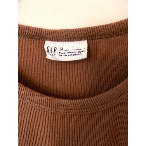 Gap Kids Brown Ribbed Knit Short Sleeve T-Shirt Girls Teen Size 12 13 - Picture 3 of 4