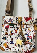 Borsa a tracolla Piero Guidi Magic Circus bianca/multicolore stampa grafica ciondolo zip