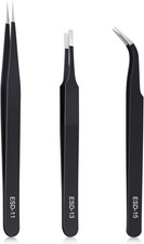 3pcs Precision Tweezers Set Ultra-Fine, High-Precision Fine Thin Tweezers Stainl
