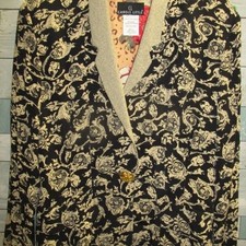 Fun Vintage 1980 s Carole Little Black/Beige Multi Print Blazer/Jacket, Sz L