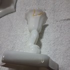 Pair Of Westmoreland Milk Glass Koi Fish Pillar Candle Holders  — photo 1