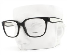 Prada Eyeglasses Glasses VPR 17Z 1AB-1O1 Polished Black on White 54mm with Case
