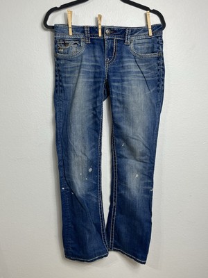 MEK DNM USA Jeans Mens 27x34 New York Slim Boot Blue Low Rise Distress Denim