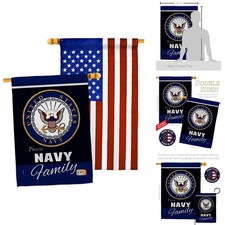 Navy Proudly Family House Flag 28 X 40 Double-Sided Made in USA
