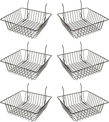 Econoco Small Wire Display Basket, 12  W X 12  D X 4  H, Fits Grid Panels, Slatw