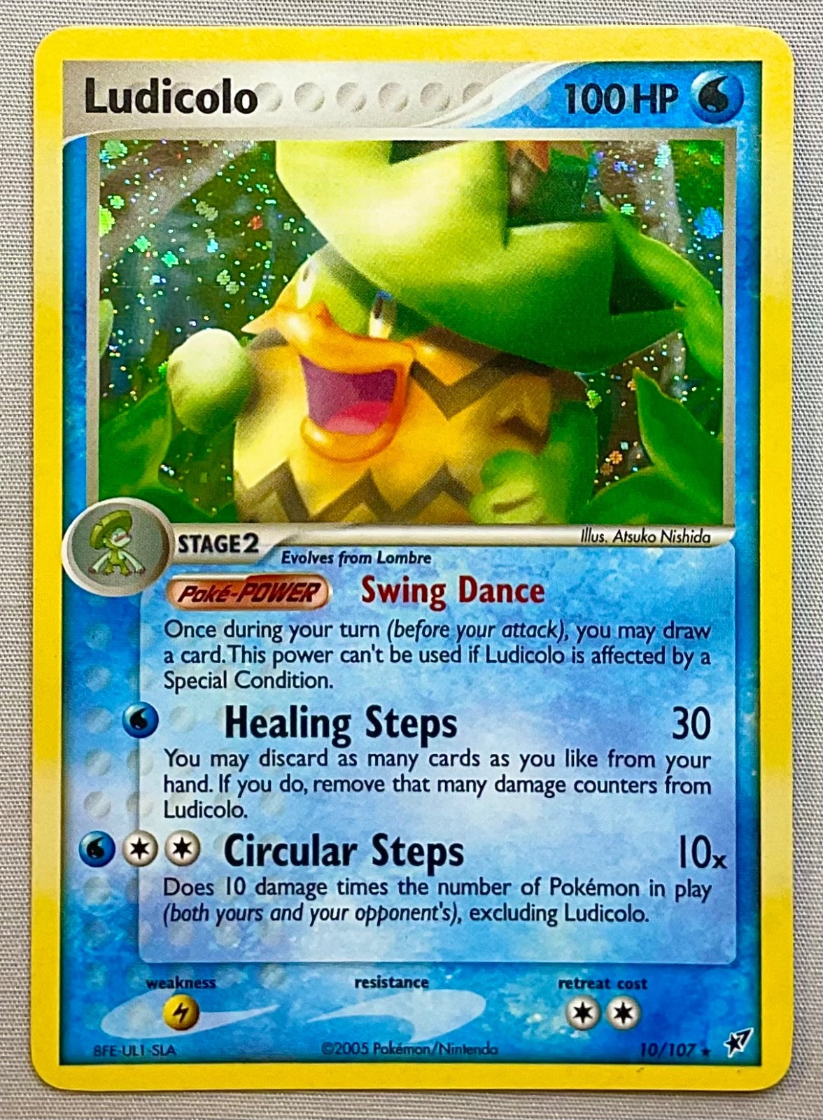 Pokémon Ludicolo #10/107 Holo Rare - 2005 EX Deoxys - NM to Mint Condition!