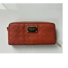 Michael Kors Brown Zip-Around Women's Wallet, Logo, Credit Card, Geometric