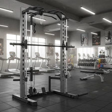 1400 Lbs Smith Machine Multi-Function Squat Rack with LAT-Pull Down Power Cage