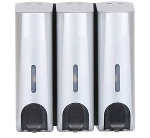 Manual Liquid Soap Dispensers Triple Wall Mounted Shampoo Container Scratched