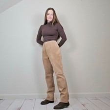 NWT Vintage 90s Y2K Camel Tan Suede Leather High Rise Bootcut Pants Womens M