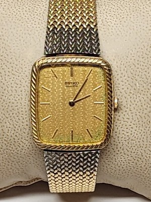 Seiko Tank Watch Champagne Dial Gold Tone 8620-5099 Working