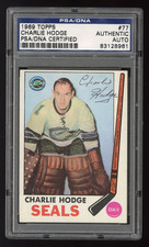 1969 Topps 77 Charlie Hodge PSA Vintage Autograph Oakland Seals Goalie Auto Card