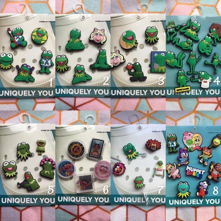Handmade shoe charms 5 10 pack set Kermit Frog Miss Piggy animal