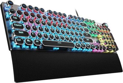 Typewriter Style Mechanical Gaming Keyboard Blue Switches LED Wired