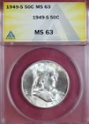 1949-S FRANKLIN HALF DOLLAR ANACS MS63