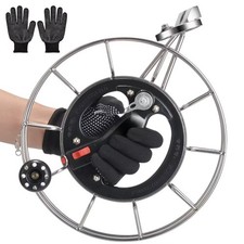 Metal Stainless Steel Kite Reel with Brake, 11.2" Dia, Safety 9.8", Black