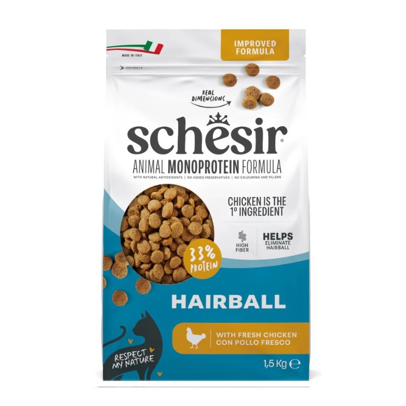 Schesir cat animal monoprotein formula hairball pollo 1,5kg