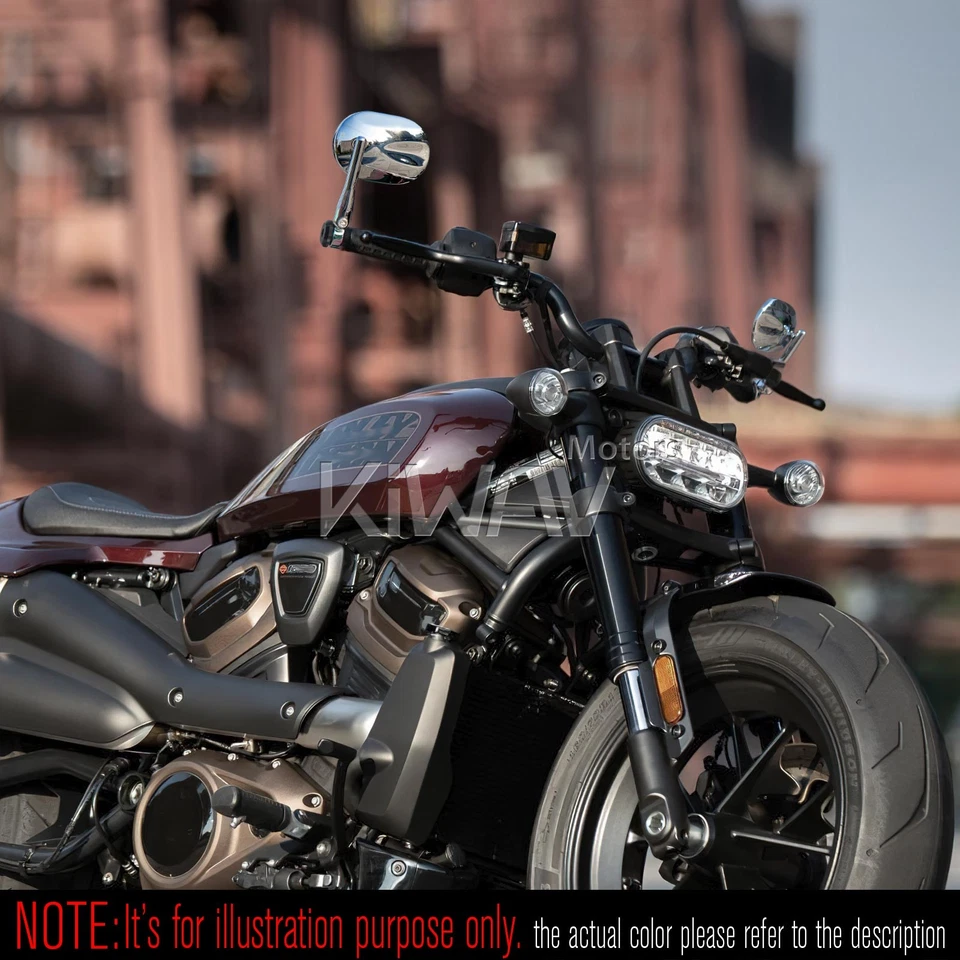 Espejos retrovisores ajustables cromados ovalados para Harley 96-'15 Softail barra hueca Foto 4 de 4