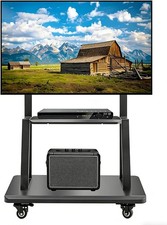 Mobile TV Stand,Rolling TVs Cart on Wheels Height Adjustable Heavy-Duty Floor St