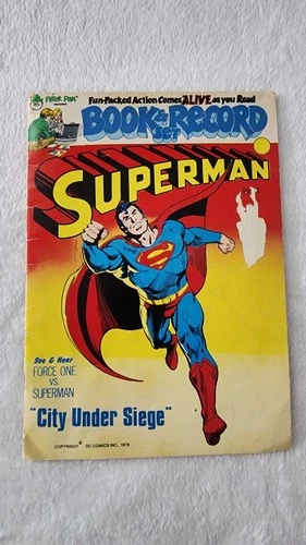Vintage 1978 Superman Comic Book and Record Set "City Under Siege"