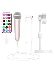 Singing Microphone with Earphone  Stand, Ideal for Vocal Recording, Podcasti...