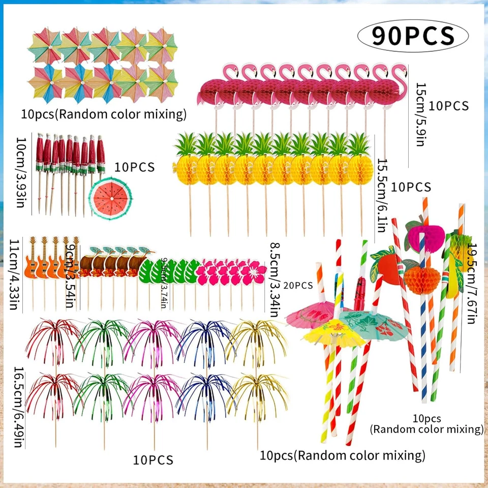 Cocktail Deko 90 Stück Cocktail Schirmchen Feuerwerk Sticks Cocktail Deko Strohh - Bild 2 von 4