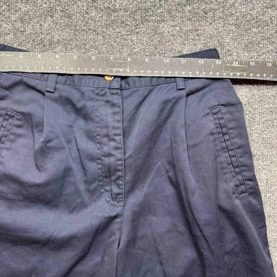 Pantalones Cortos Chinos Jennifer Moore Para Mujer 10P Azul Cintura Alta Plisados Informales Foto 4 de 4