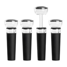 4 Pack Wine Bottle Stoppers with Built-In Vacuum Wine Saver Pump