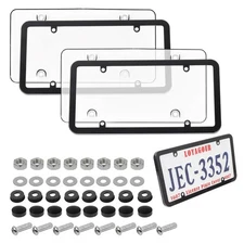 2Pack Transparent License Plate Cover and Frames,Clear Front and Rear License...