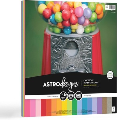 Astrodesigns 12x12 Cardstock Starter Kit 18 Colors 72 Sheets 65 lb