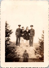 Vintage 1940s WWII Era Soldiers Women Group Photo Original Snapshot Deckled