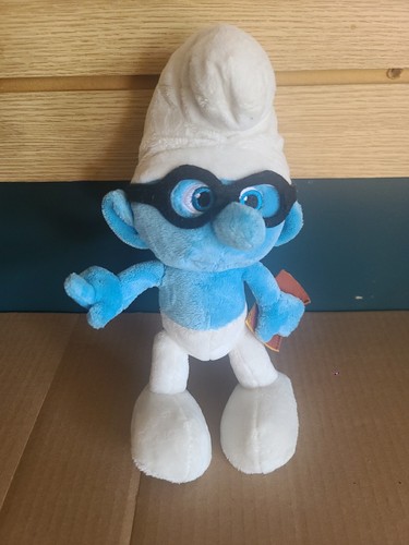 Vintage Brainy Smurf Plush stuffed animal  11"   2011 Classic TV Cartoons Movie - Picture 1 of 8