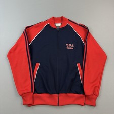 Vintage Adidas Track Jacket Mens Medium USA Embroidered Full Zip Trefoil 80s