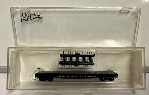 Coche plano Atlas escala N C&O Chesapeake y Ohio con estacas #80475 | Condition: Used