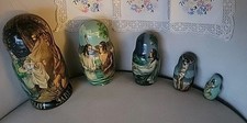 Set of 5 Life Scenes of Jesus Nesting Dolls Matryoshka-signed By Artist. Russian