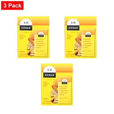Rxbar Honey Cinnamon Peanut Butter A.M. Protein 5 Bar 1.9 oz  - 3 Packs