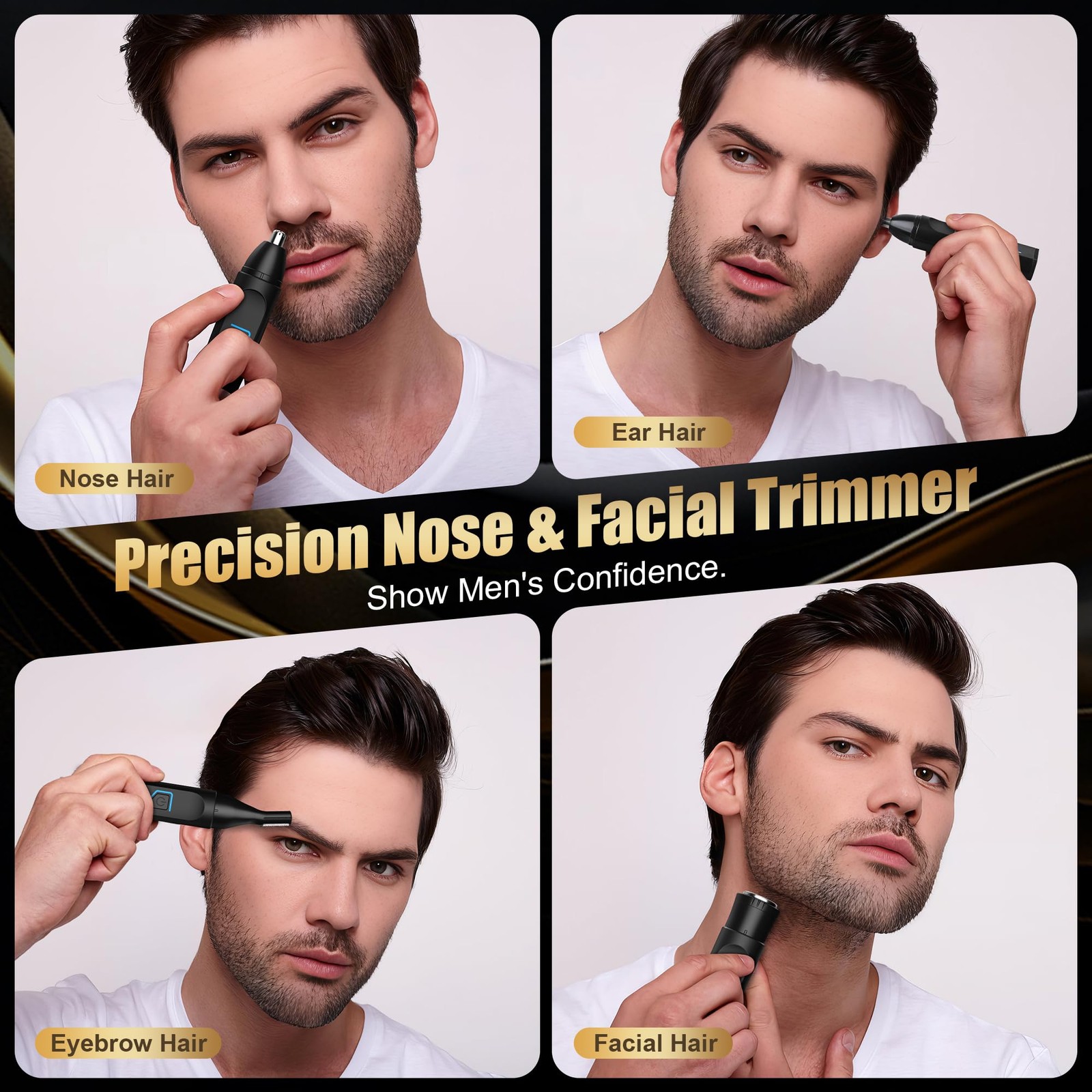 Ear and Nose Hair Trimmer for Men Women, 3-in-1 Rechargeable Eyebrow Trimmer,...