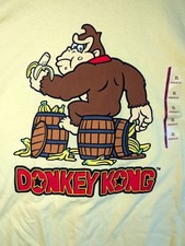 Camiseta Nintendo DONKEY KONG XL Amarilla Oficial 100% Algodón Pullover Nueva con Etiquetas Barriles