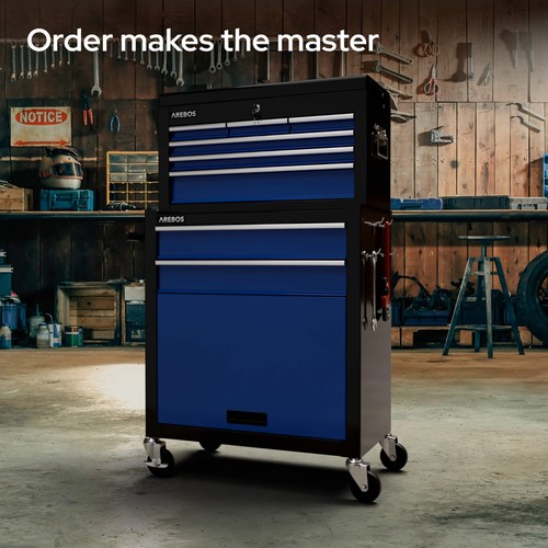 AREBOS carrello da officina carrello portautensili cassetta attrezzi 9 scomparti - Foto 5 di 12