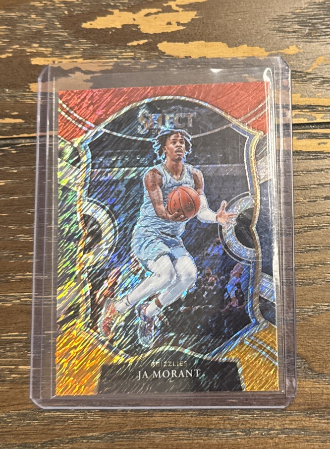 Ja Morant 2020-21 Panini Select - Concourse Red White Orange Shimmer Prizm #60