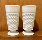 Set Of 2 Vintage Westmoreland Hobnail Milk Glass Ice Tea Tumbler Cup Vase 6”