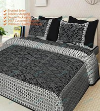 Attarctive Geometric Printed Cotton Double Bed Sheet With 2Pillow Cover 90x108