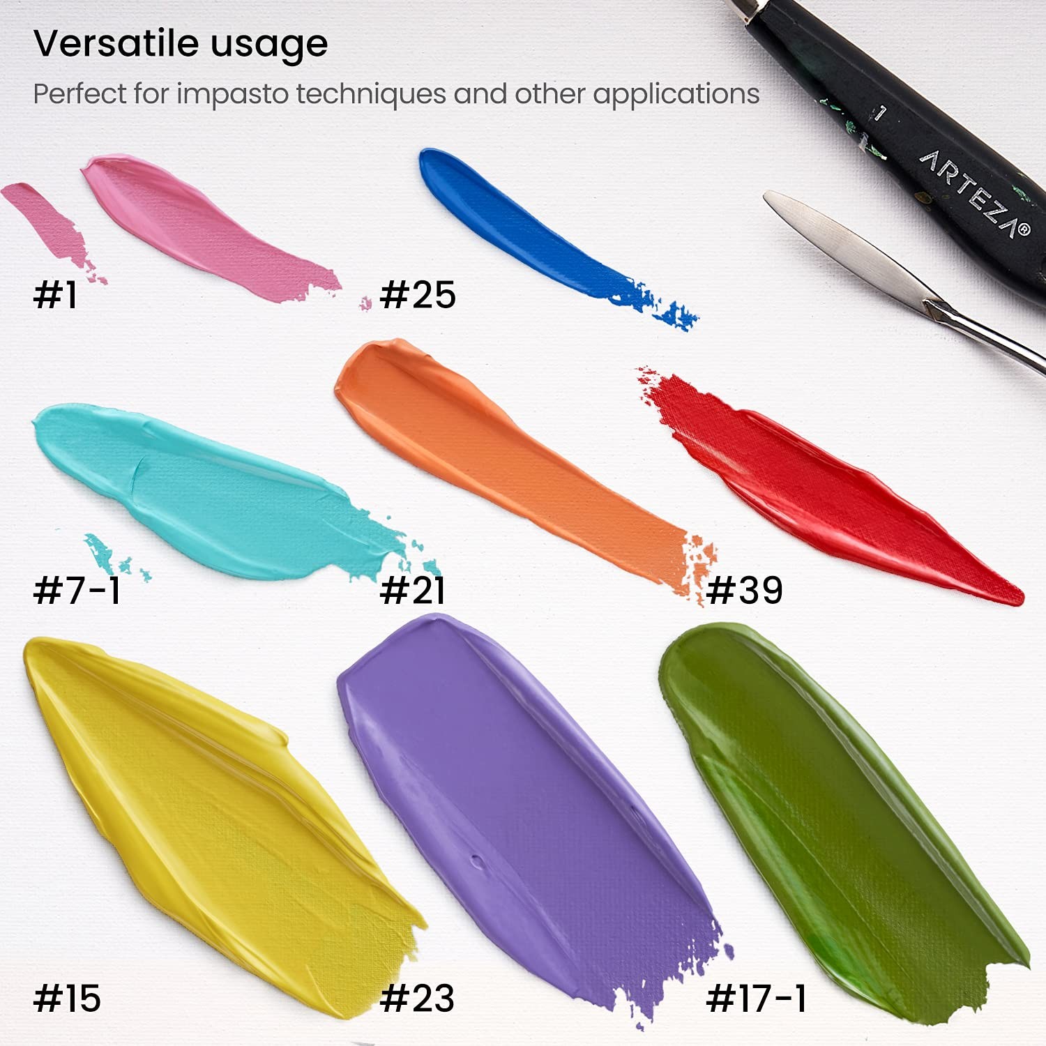 Palette Knives 8-Pack, Sizes No. 1, 25, 7, 15, 39, 23, 17, 21, Durable Stainl...