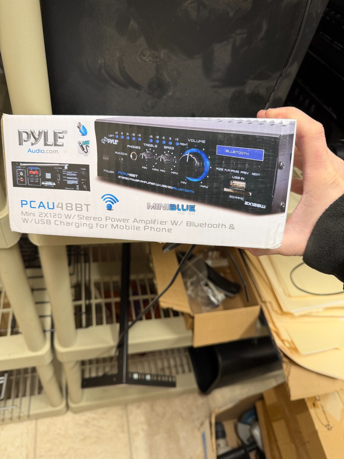 Pyle Home PCAU48BT - 2x120-Watt Bluetooth Mini Blue Series Stereo Power...