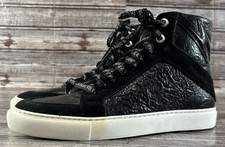 Zadig Voltaire High Lash crinkled-finish leather sneakers size 41 US 9 Black New